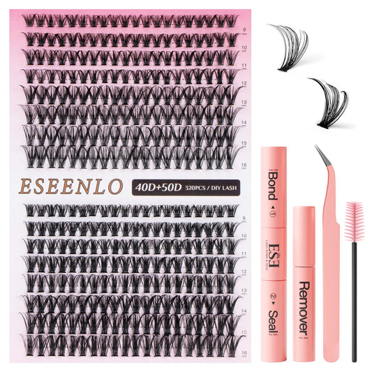 ESEENLO 320pc lash clusters box for at-home salon-quality lashes.