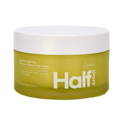 Esfolio Half and Half Vita Collagen Cream jar close-up showing balanced hydration for all skin types