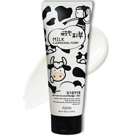 Esfolio Milk Cleansing Foam bottle shown, ideal for daily hydrating cleansing