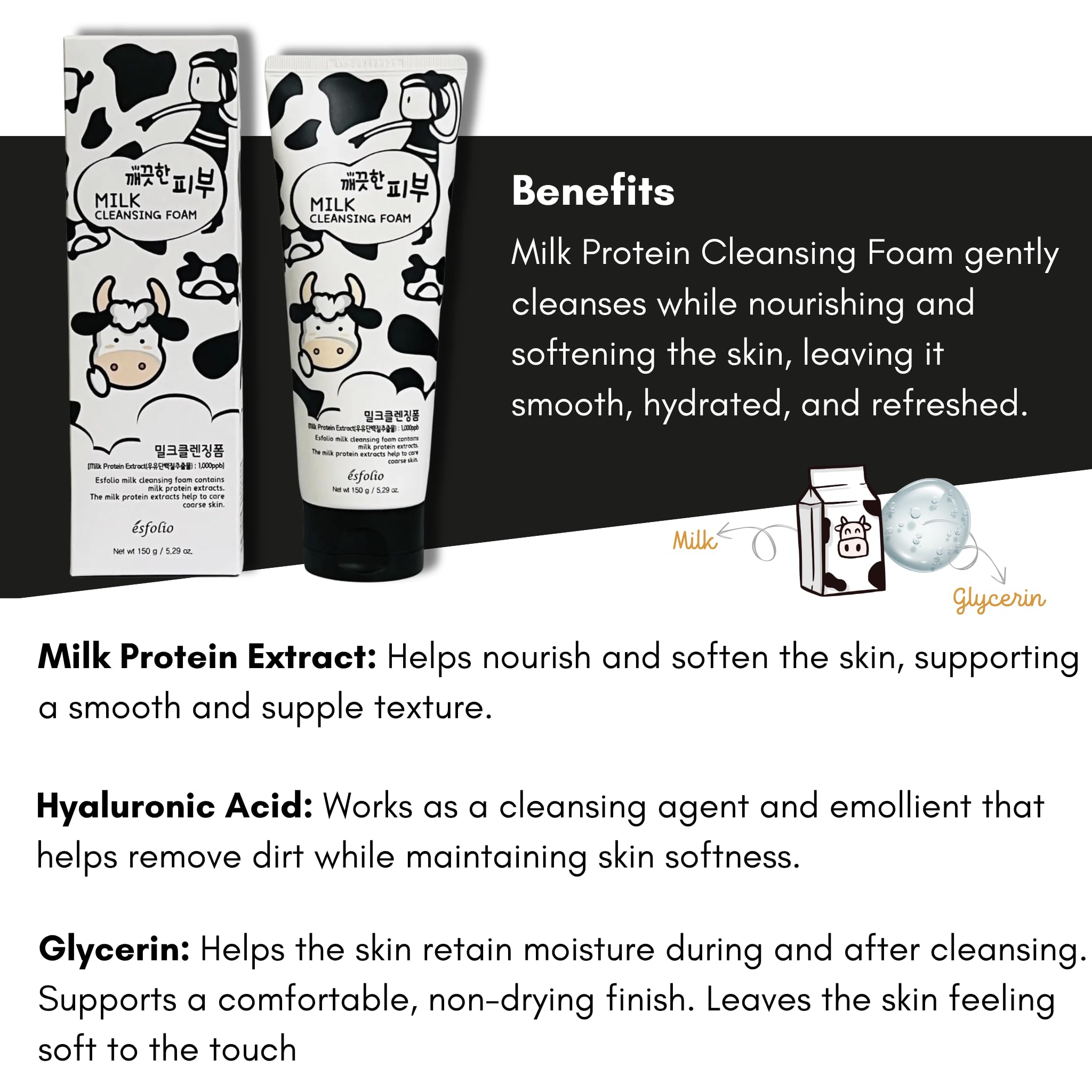 Esfolio Milk Cleansing Foam rich lather cleanses pores without irritation