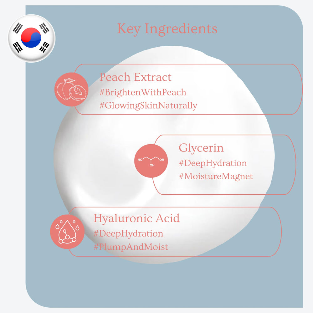 Esfolio Peach Extract cleanser label closeup, natural conditioning hint.