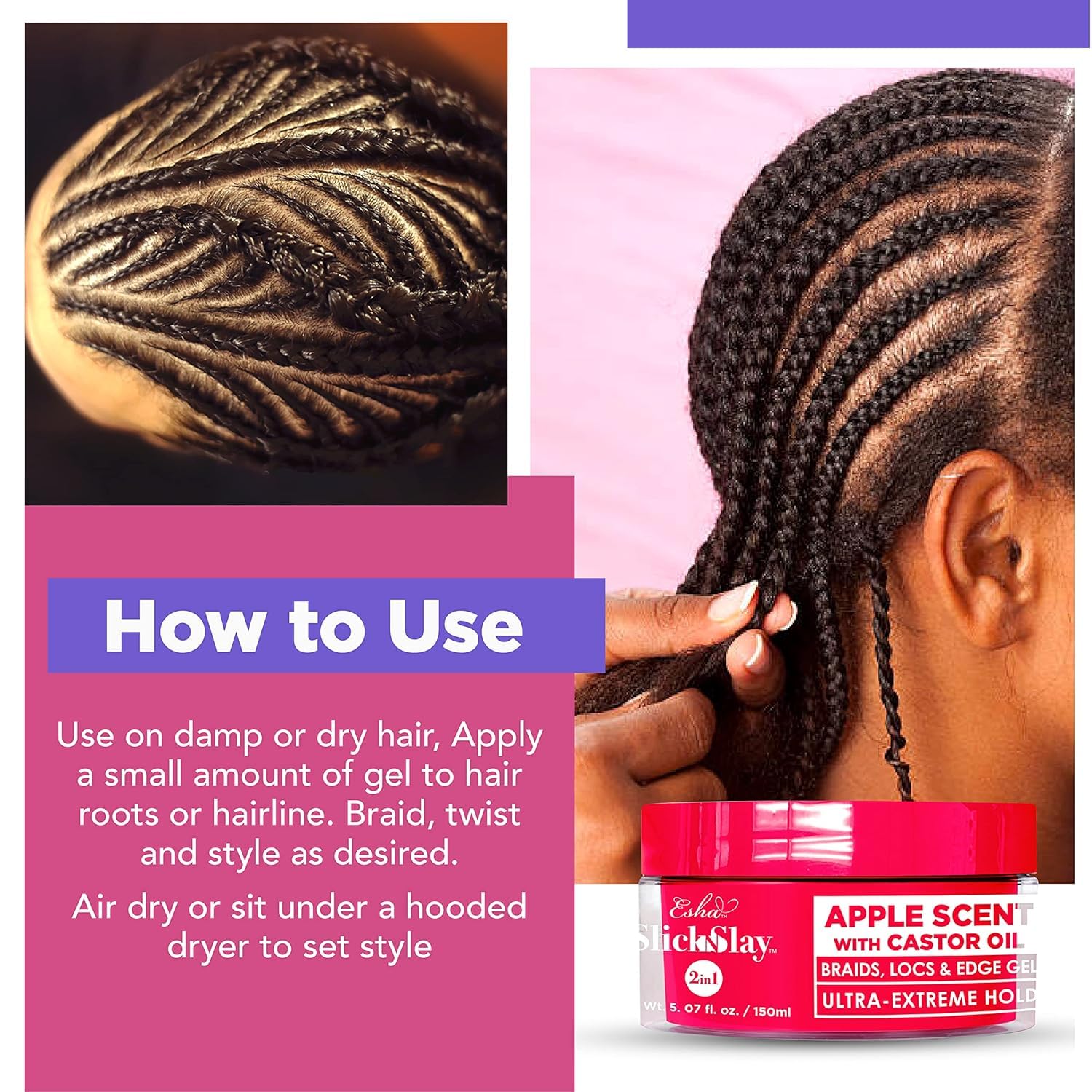 Esha Slick N Slay lightweight hold supports comfortable styling.