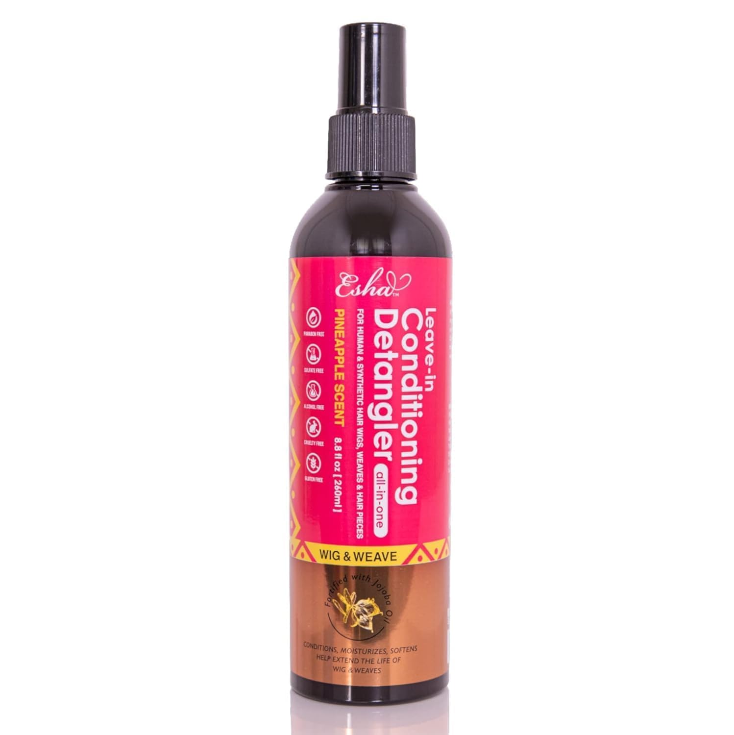 Esha Wig & Weave Leave-In Conditioner bottle conditions wigs and extensions