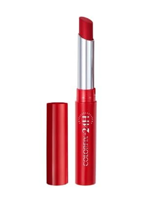 ESIKA Colorfix Matte Lipstick Red Attitude swatch shows rich, long-lasting color.