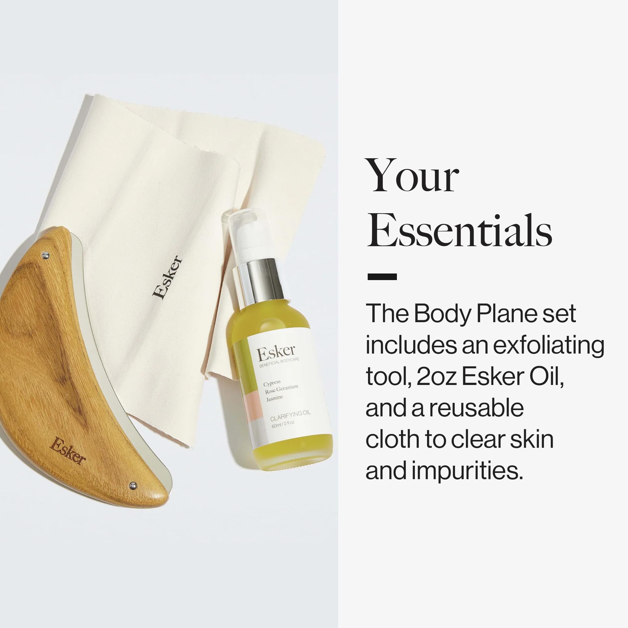 ESKER full-body exfoliation ritual set for spa-like self-care at home.