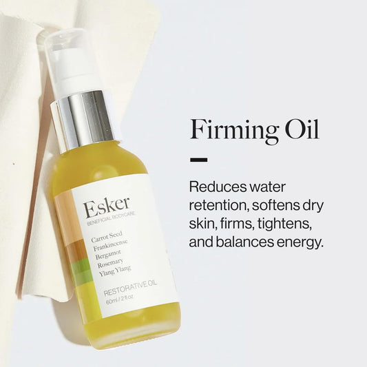 ESKER luxury firming oil 2oz helps soften skin and reduce water retention.