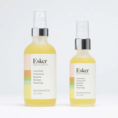 ESKER Restorative Body Oil absorbed into skin for a refreshed, non-greasy feel.