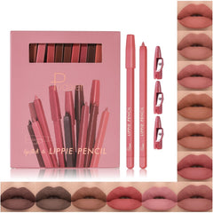 Espoce Lip Liner Set swatches show 12 versatile colors for daily and evening looks.