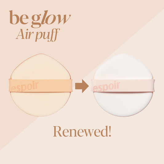 Espoir Be Glow Air Puff 5pc water-drop round shape for delicate makeup around the eyes.