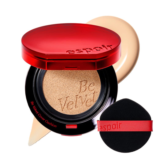 Espoir Be Velvet Cushion bottle Ivory shows lightweight, lasting coverage.