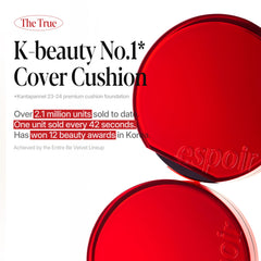 Espoir Be Velvet Cushion compact open lid shows creamy texture for quick application