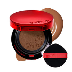 Espoir Be Velvet Cushion Foundation bottle close-up showing long-lasting color