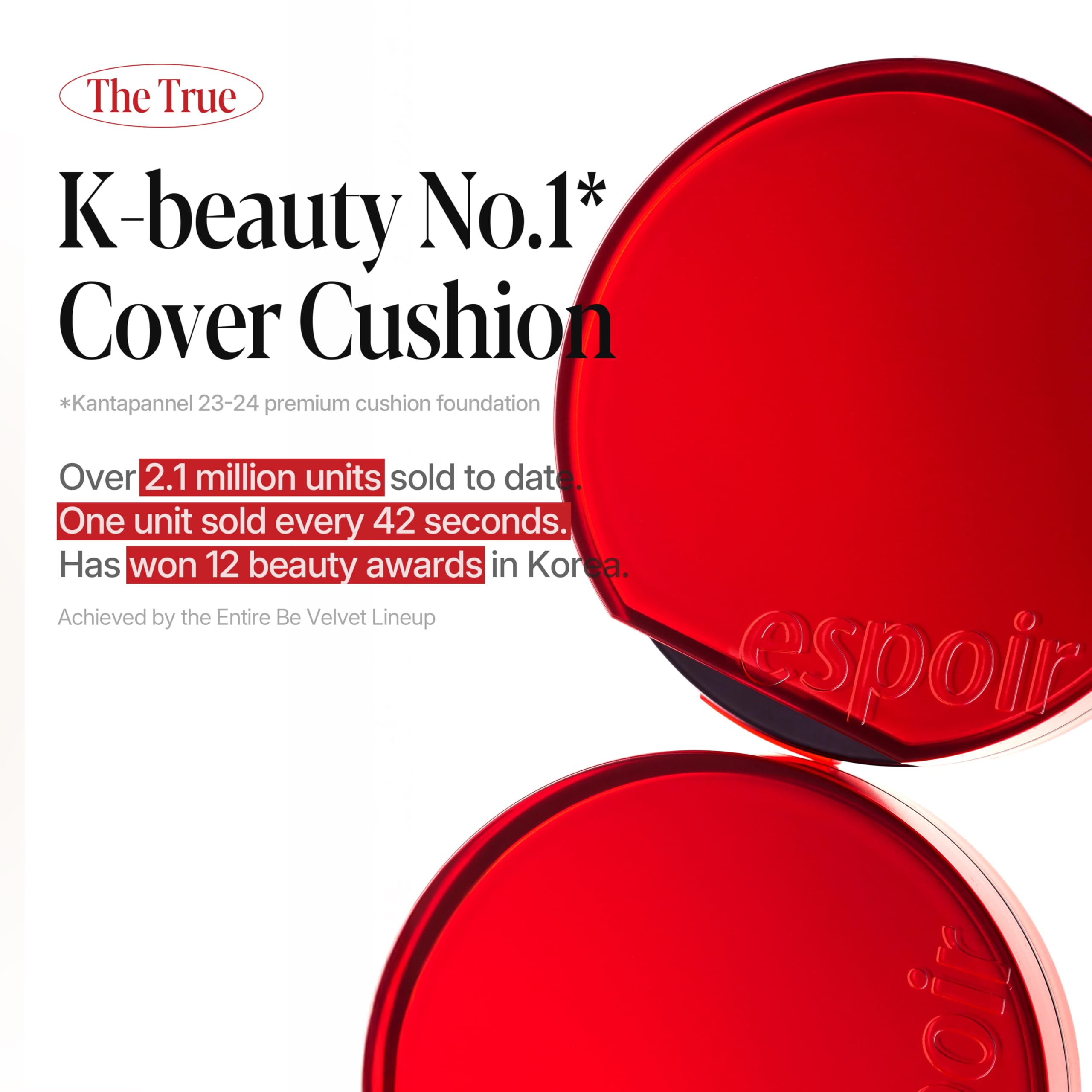 Espoir Be Velvet Cushion Ganache compact swatch demonstrates smooth texture and true-to-tone color.