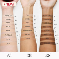 Product swatch demonstrating buildable coverage across skin with Be Velvet Cushion