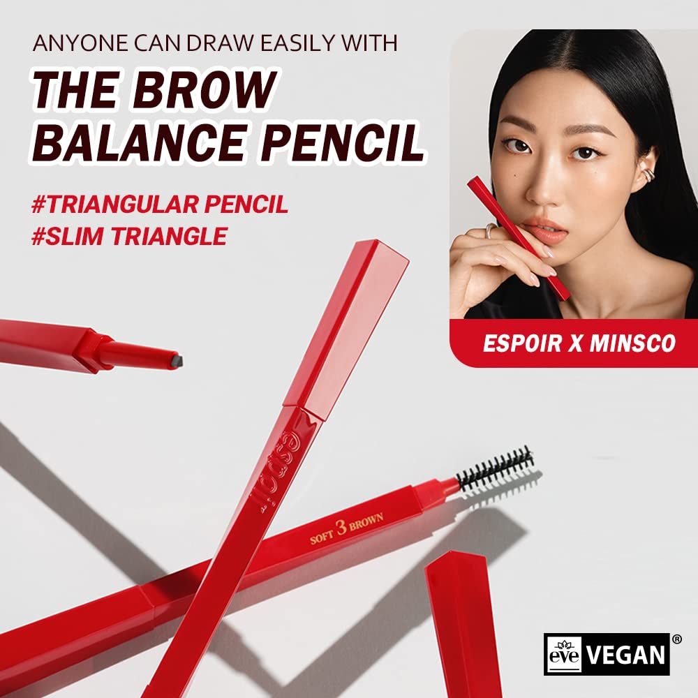 Espoir Brow Balance Pencil #4 Ash Brown narrow-line for subtle definition.