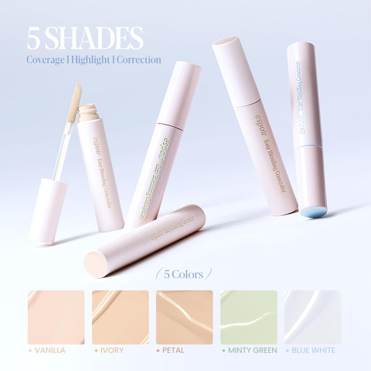 Espoir Easy Blending Concealer Minty Green swatch on skin shows natural shade match for everyday coverage.