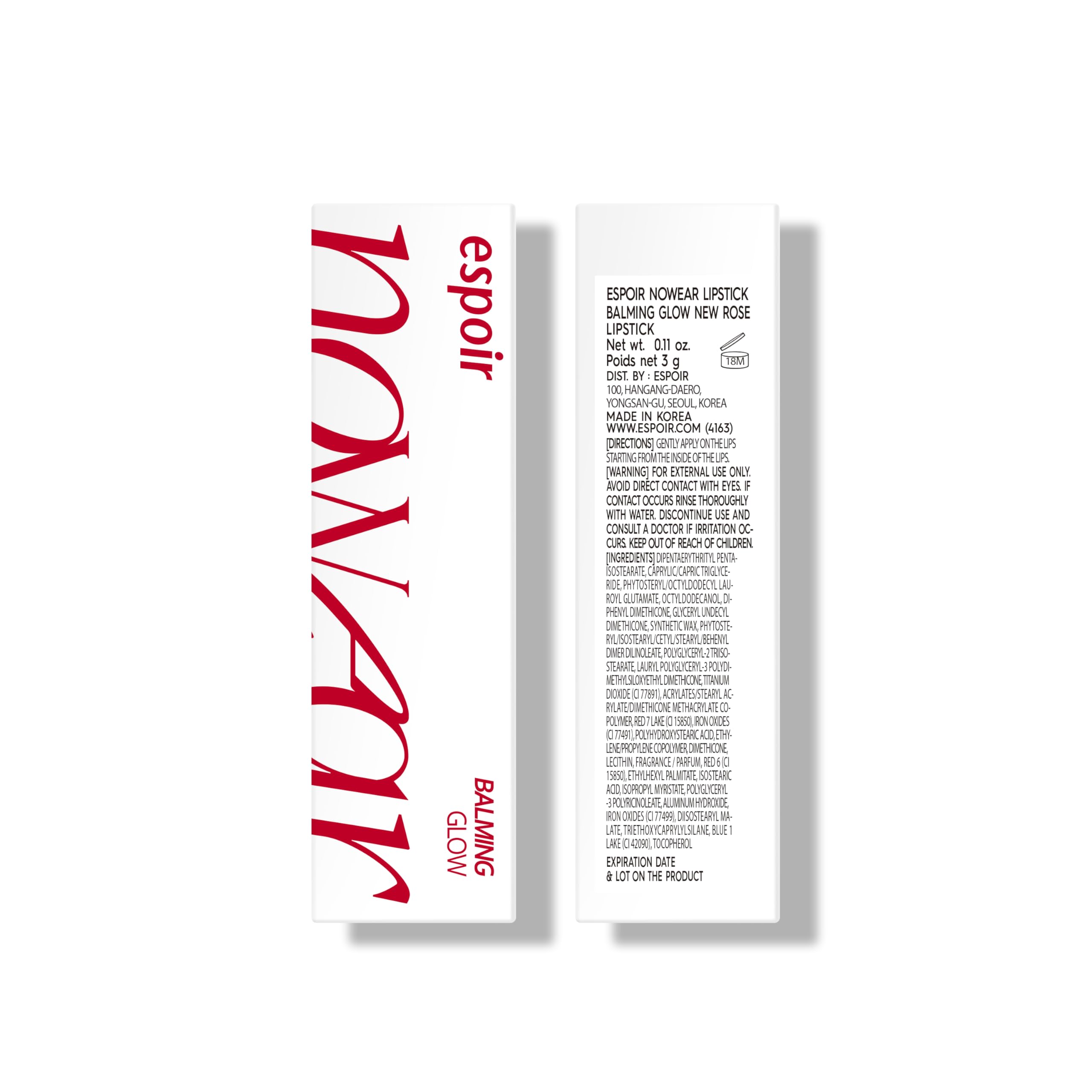 Espoir Nowear Balming Glow vegan cruelty-free label from Korea