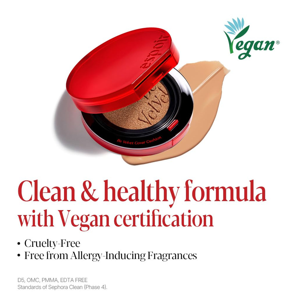 Vegan cruelty-free symbol on Espoir Be Velvet packaging.