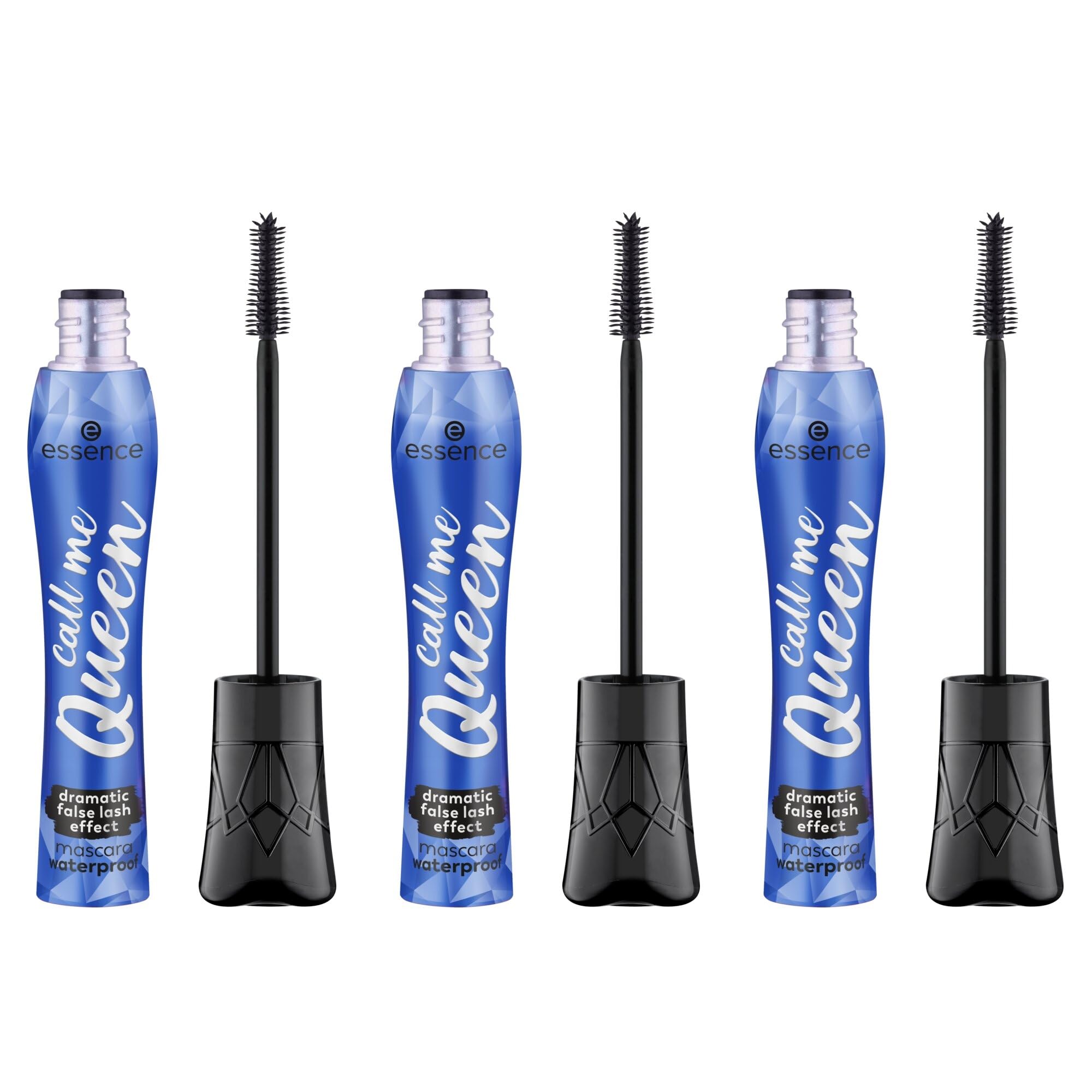 essence Call Me Queen mascara 3-pack packshot showing bold, waterproof lashes