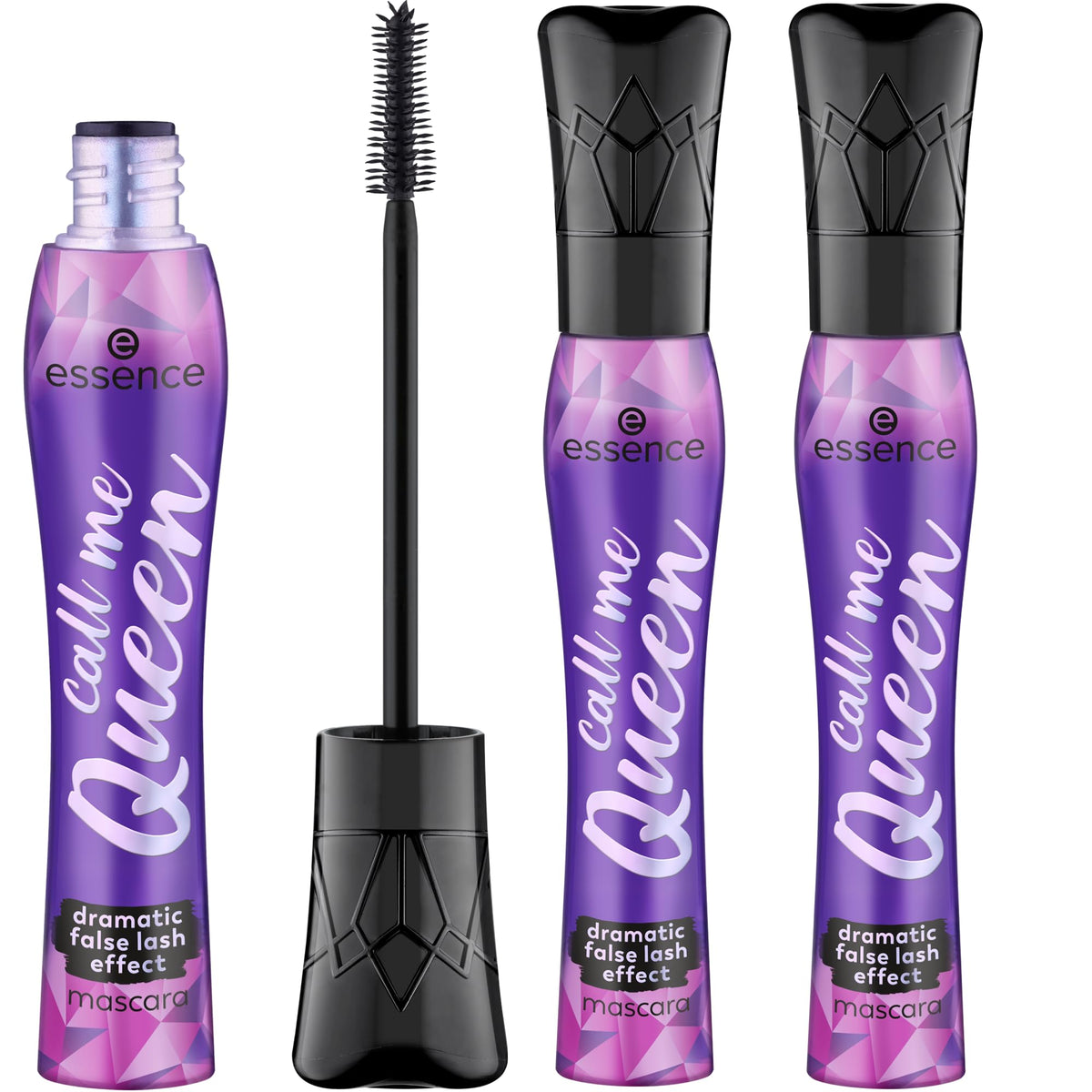 Essence Call Me Queen mascara wand close-up showing dramatic volume.