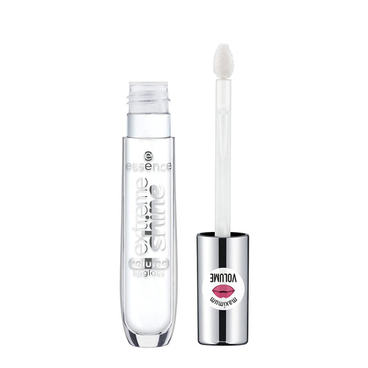 Essence Extreme Shine Volume Lip Gloss applicator close-up showing a smooth wand for precise coverage