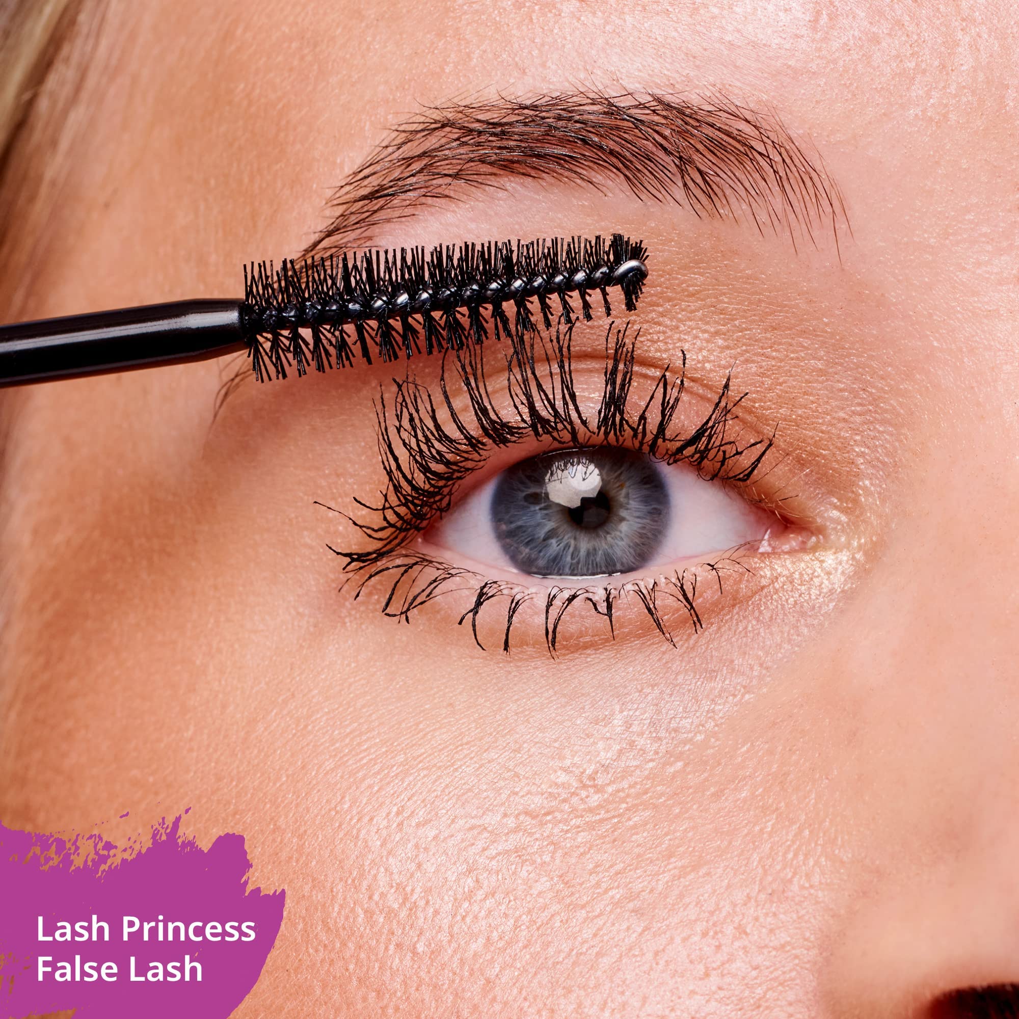 essence Lash Princess wand applying mascara to lashes for length