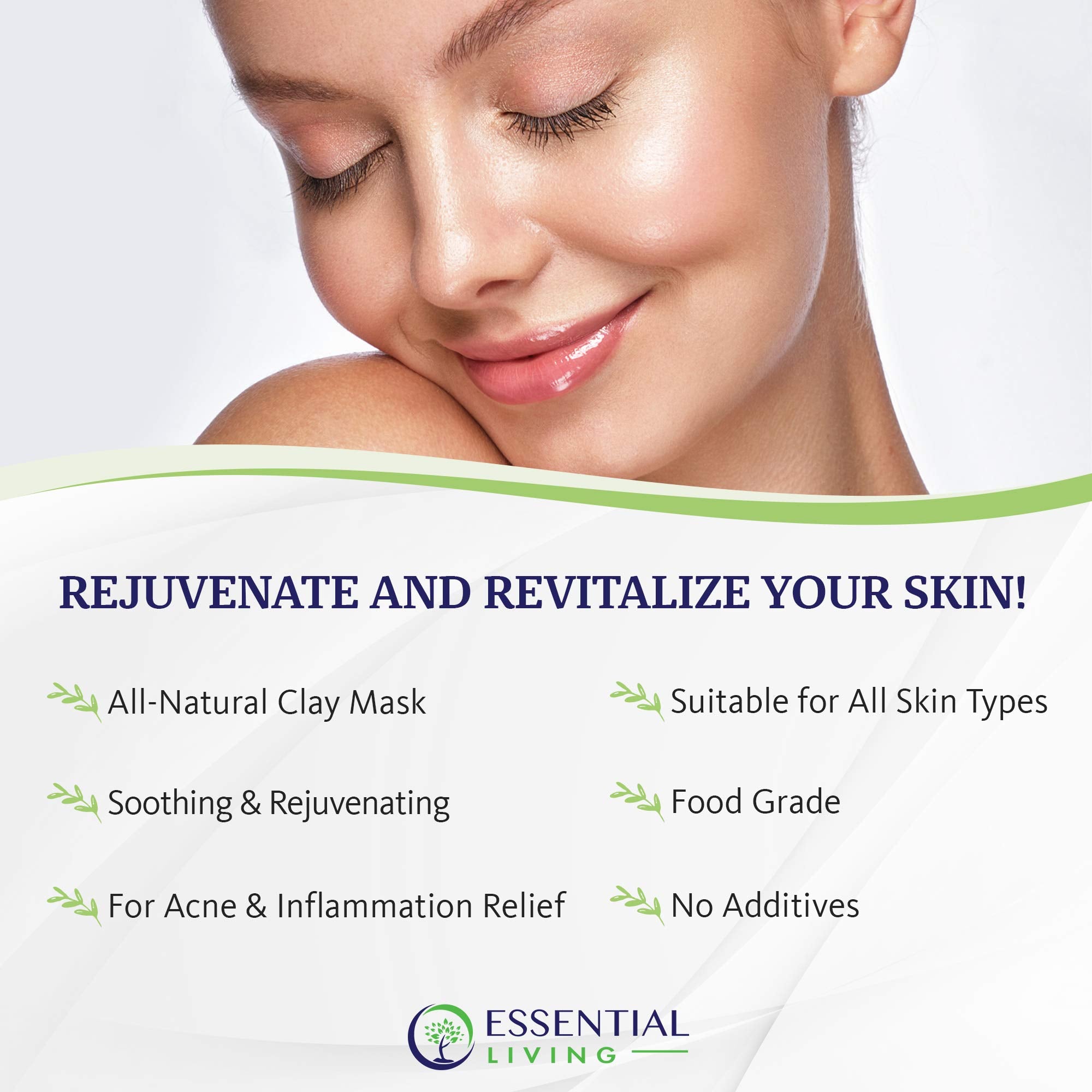 Applying Essential Living Bentonite Clay Mask to skin for soothing nourishment.