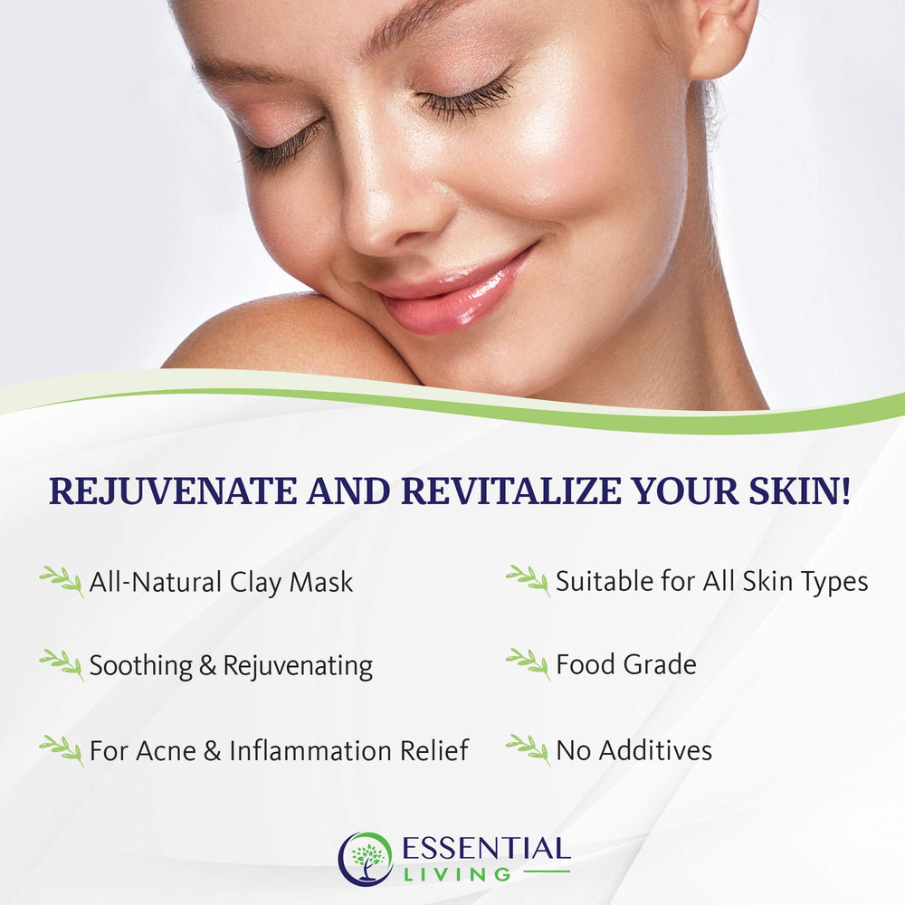Applying Essential Living Bentonite Clay Mask to skin for soothing nourishment.