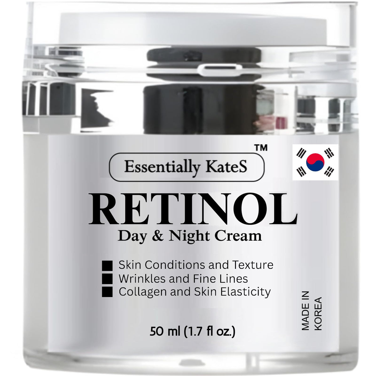 Essentially KateS Retinol Cream bottle close-up for lightweight, hydrating skincare routine.