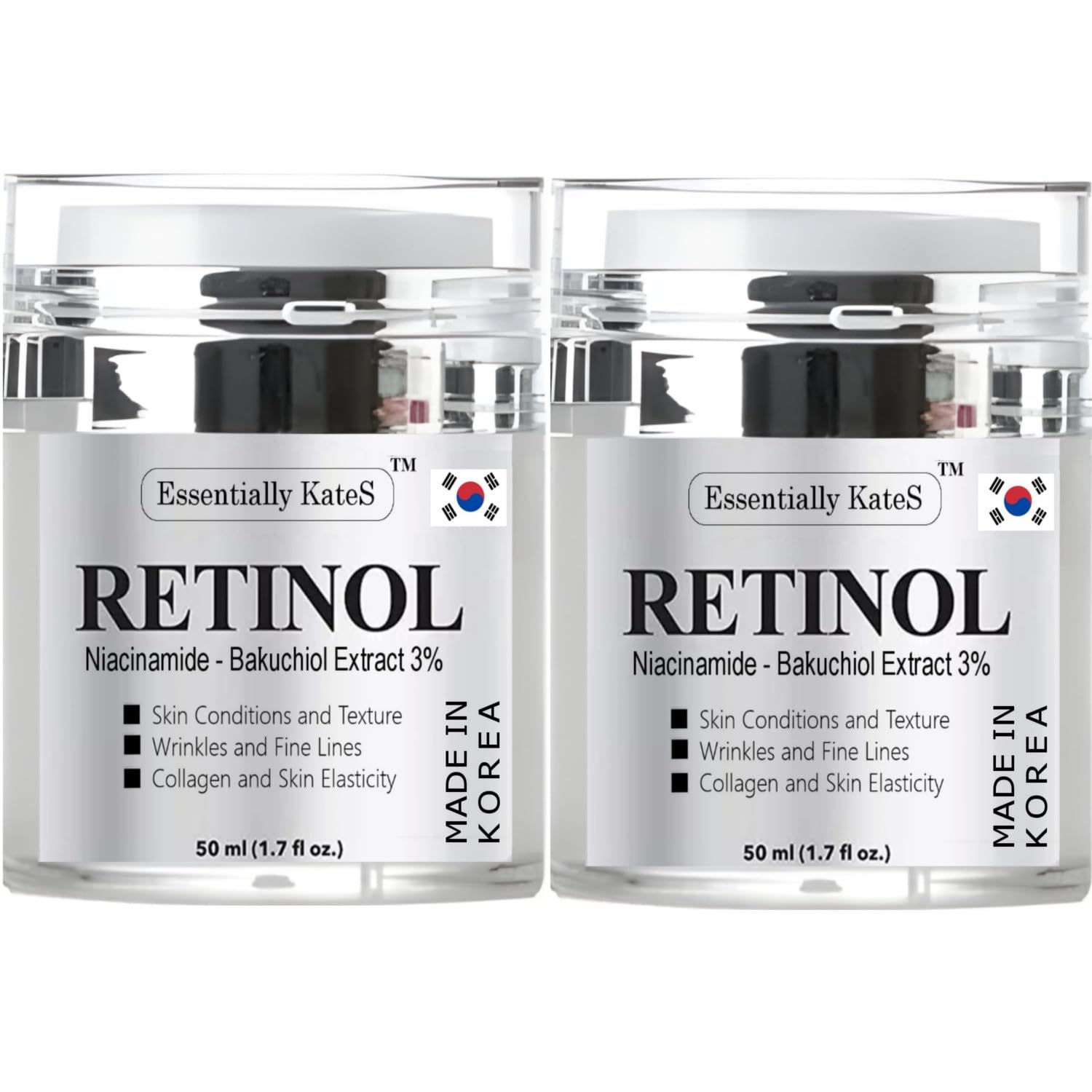 Essentially KateS retinol moisturizer bottle-pump for easy daily use and hydrated skin.