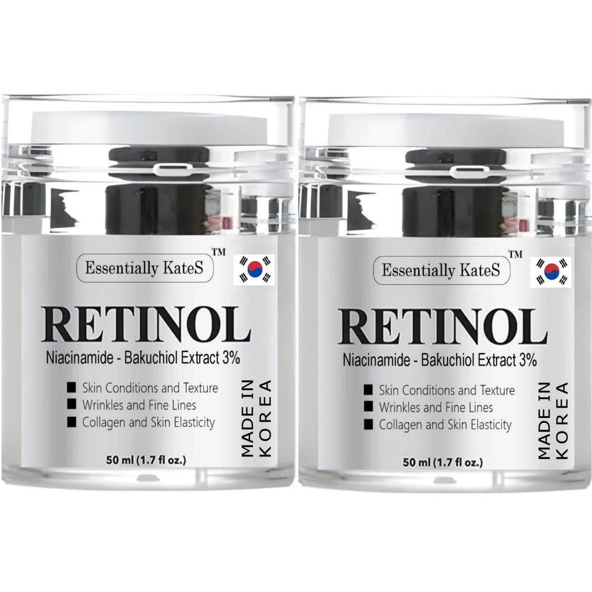 Essentially KateS retinol moisturizer bottle-pump for easy daily use and hydrated skin.
