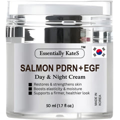 Essentially KateS Salmon PDRN EGF Day Night Cream jar suggesting renewed firmness and hydration