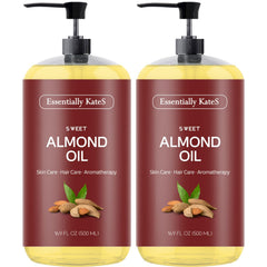 Essentially KateS Sweet Almond Oil bottle front showing pure, natural ingredients.