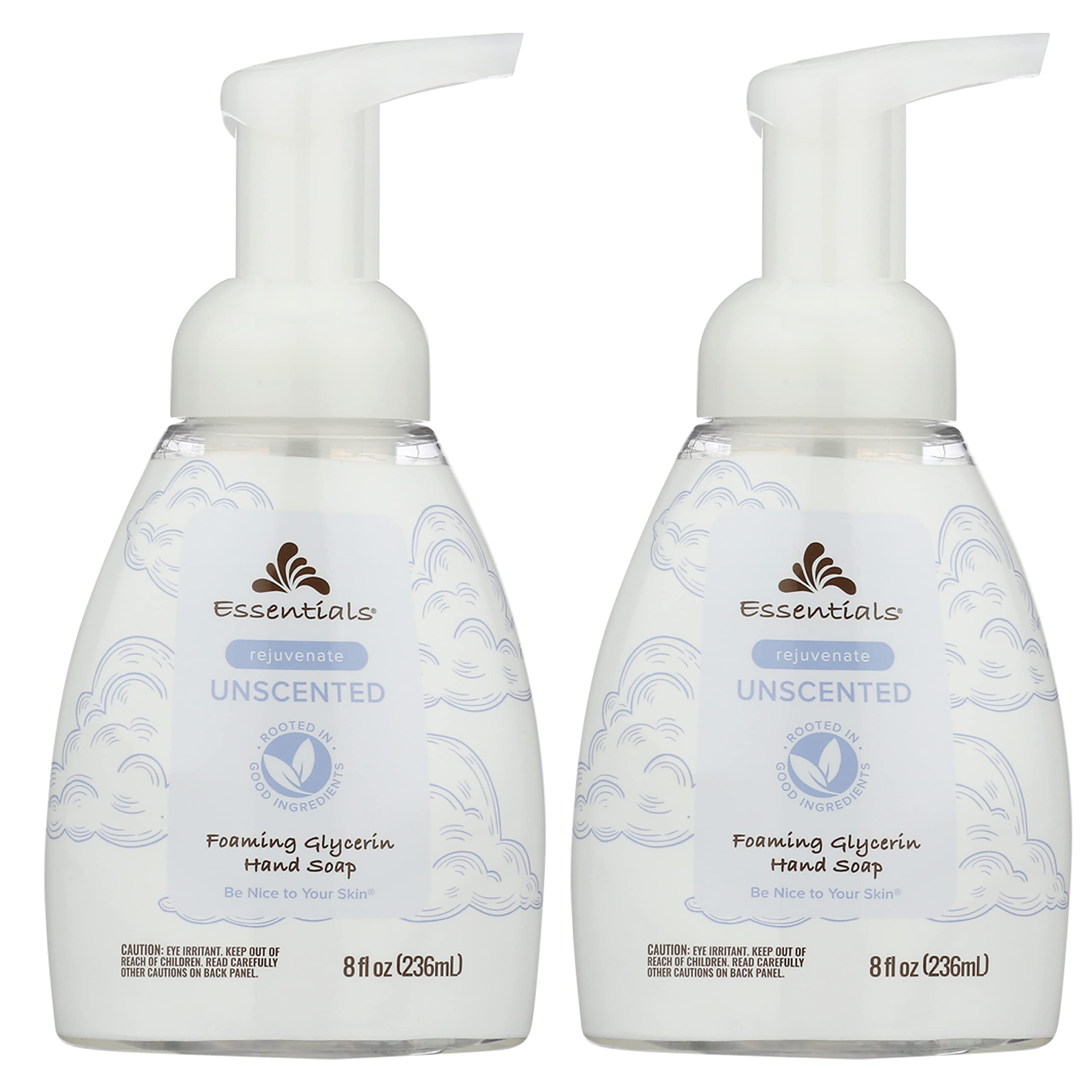 Essentials foaming glycerin hand soap unscented bottle front view moisturizes skin gently