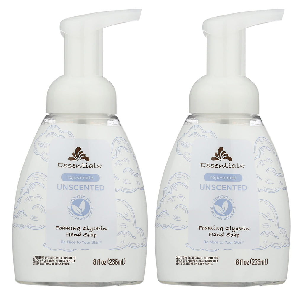 Essentials foaming glycerin hand soap unscented bottle front view moisturizes skin gently