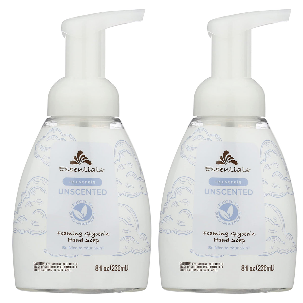 Essentials foaming glycerin hand soap unscented bottle front view moisturizes skin gently