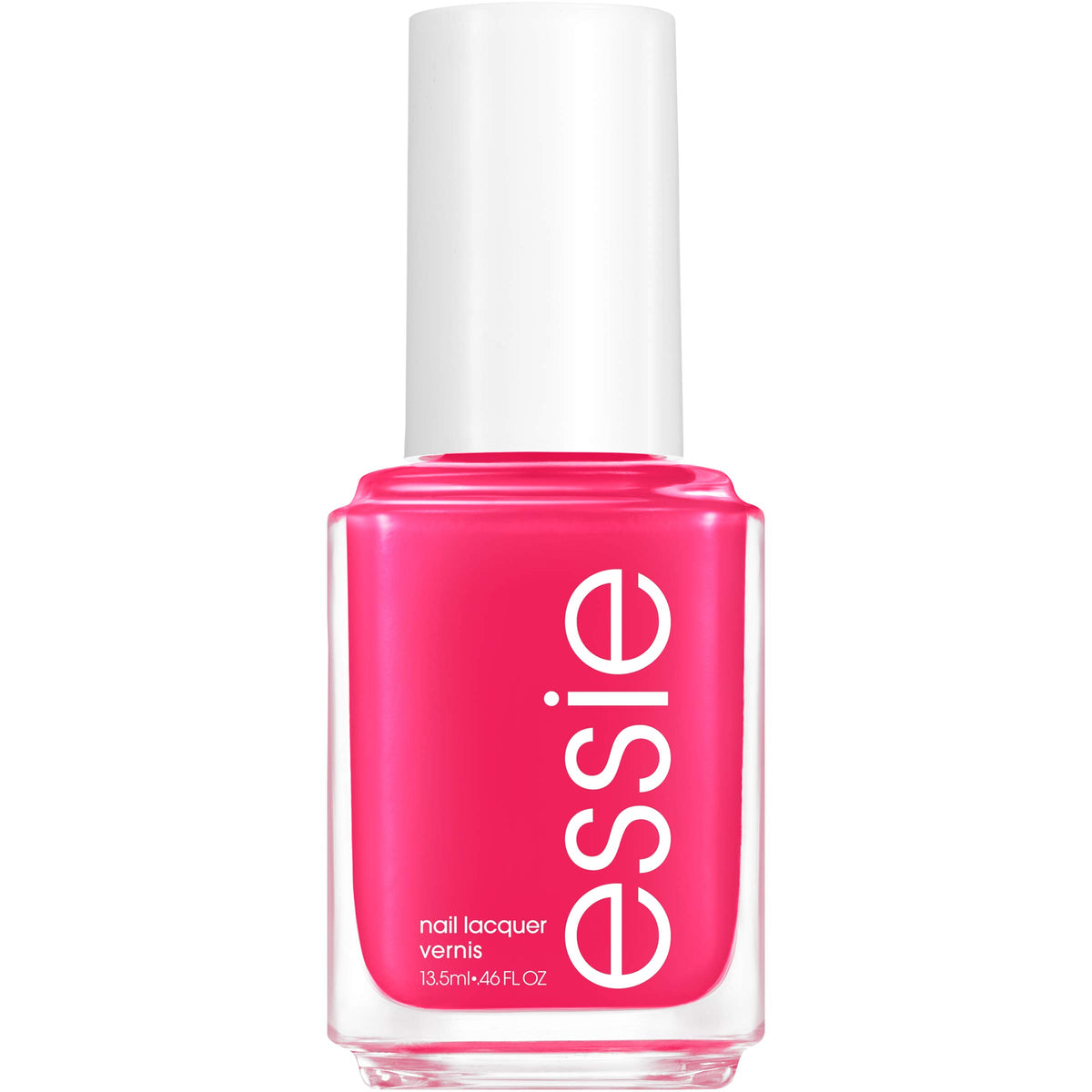 essie electric pink nail polish bottle with pearl finish for bold lasting shine
