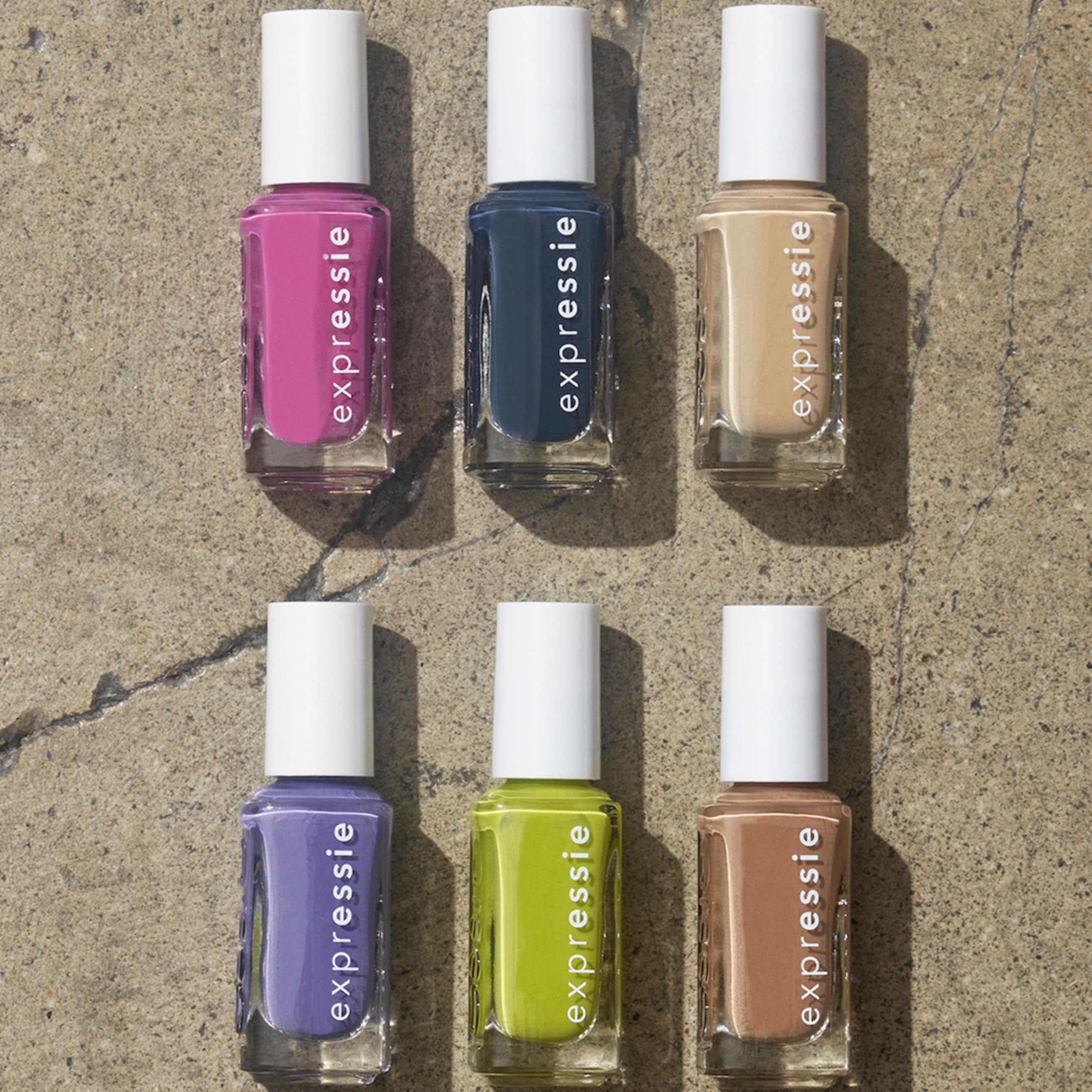 Essie Expressie bottle and angled brush on display for precise application