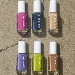 Essie Expressie bottle and angled brush on display for precise application