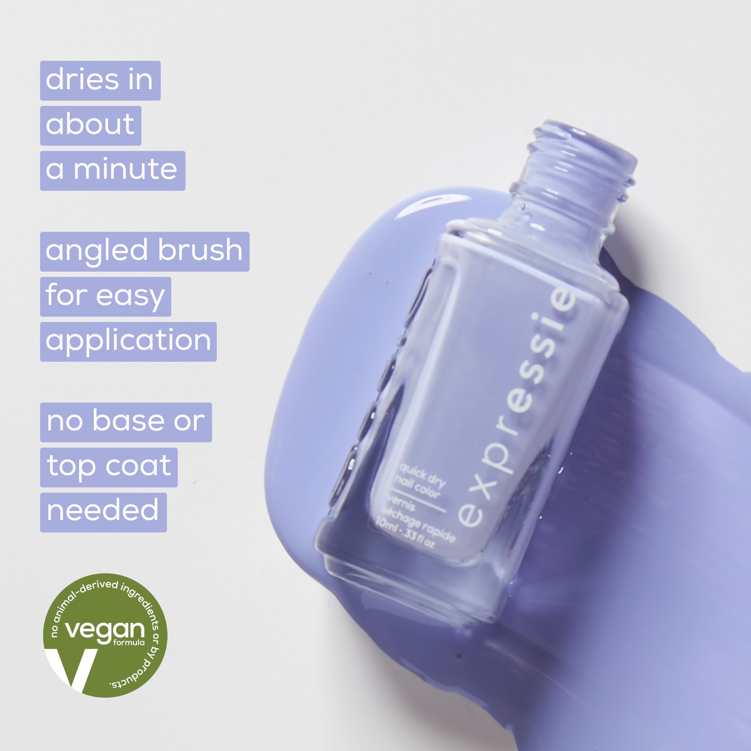 Essie Expressie dries in about one minute for quick touch-ups