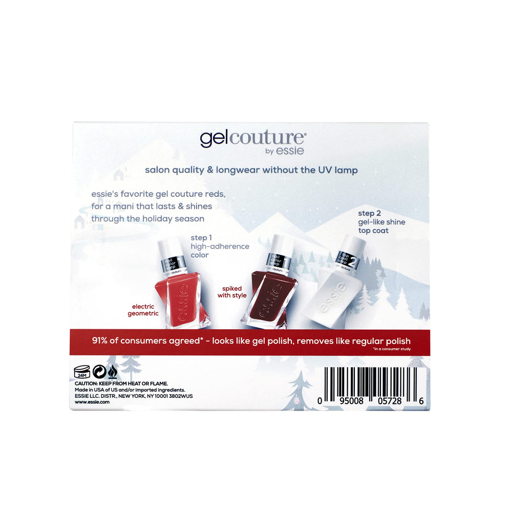 essie Gel Couture two-coat application for a bold holiday red finish