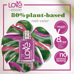 Base and top coat steps with LOVE by essie for a durable finish.