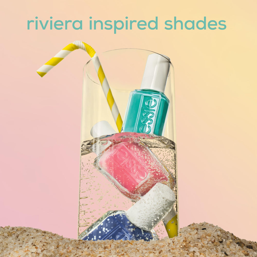 Essie Riviera Rush swatches under daylight reveal vibrant coastal hues
