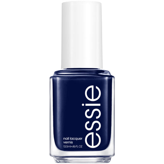 essie Step Out of Line bottle front: deep indigo blue with red undertones for fall looks.