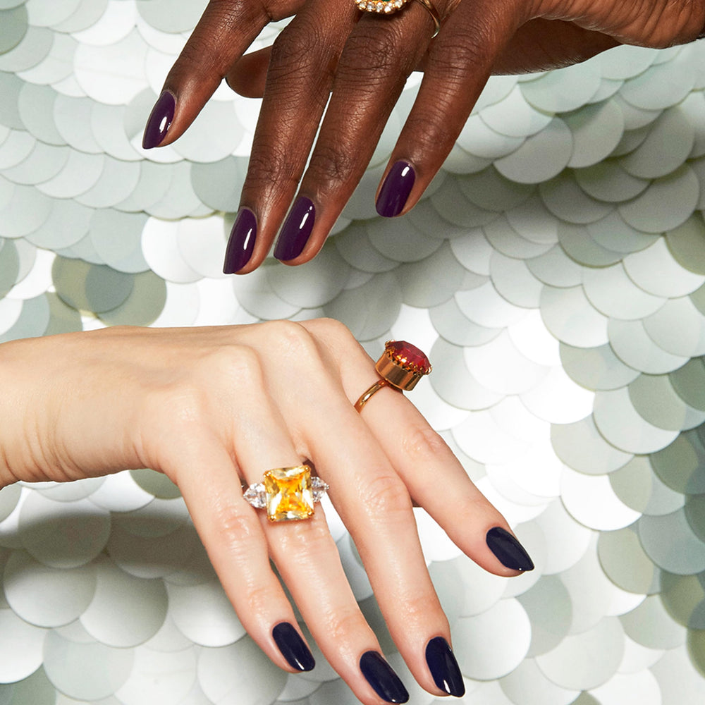 Fall 2023 collection shot featuring deep, atmospheric shades including Step Out of Line.