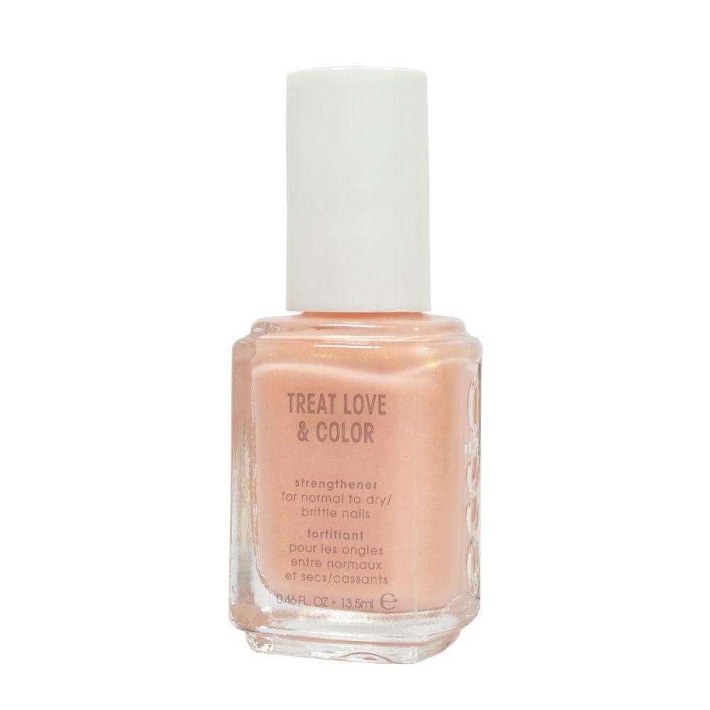 Essie Treat Love Color nail polish bottle showing coral-peach sheer shade for one-step nail care.