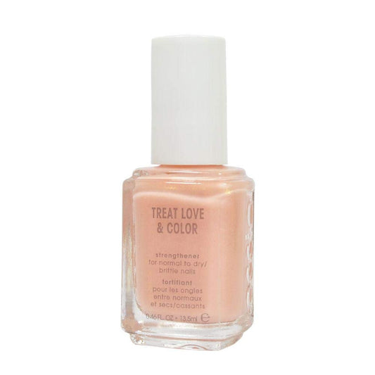 Essie Treat Love Color nail polish bottle showing coral-peach sheer shade for one-step nail care.