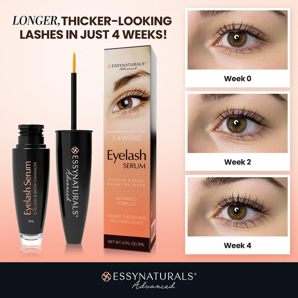 EssyNaturals Eyelash Serum applicator tip applying along the lash line.
