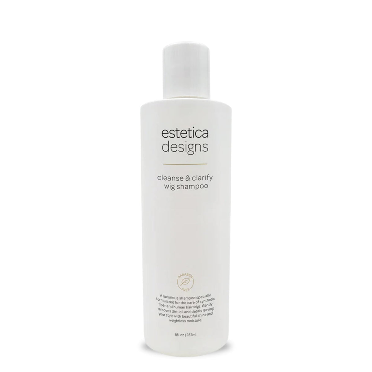 Estetica Designs Cleanse & Clarify Wig Shampoo bottle pour for easy application and refreshed wig fibers