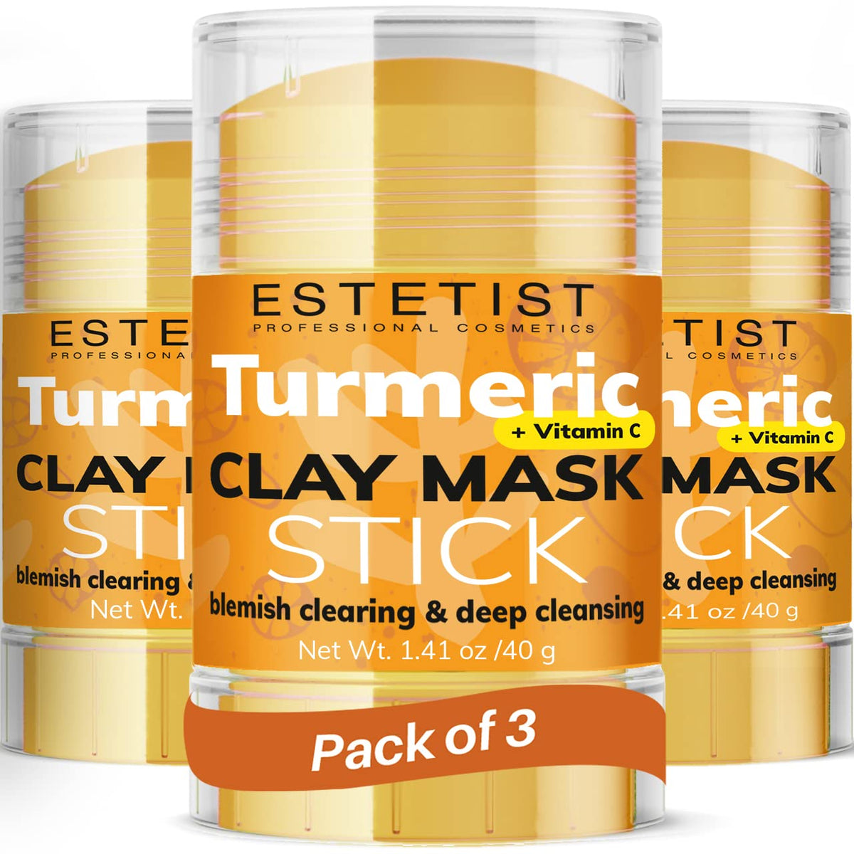 ESTETIST turmeric vitamin C clay mask stick applying smoothly for precise T-zone treatment